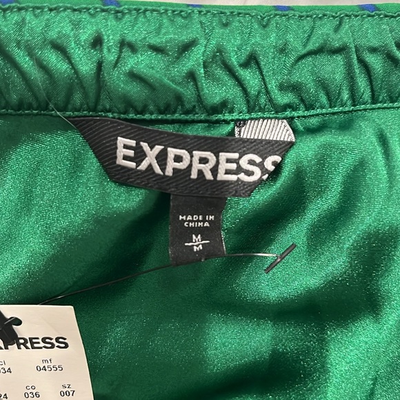 Express strapless belted royal blue and emerald green striped short dress M - Picture 4 of 10